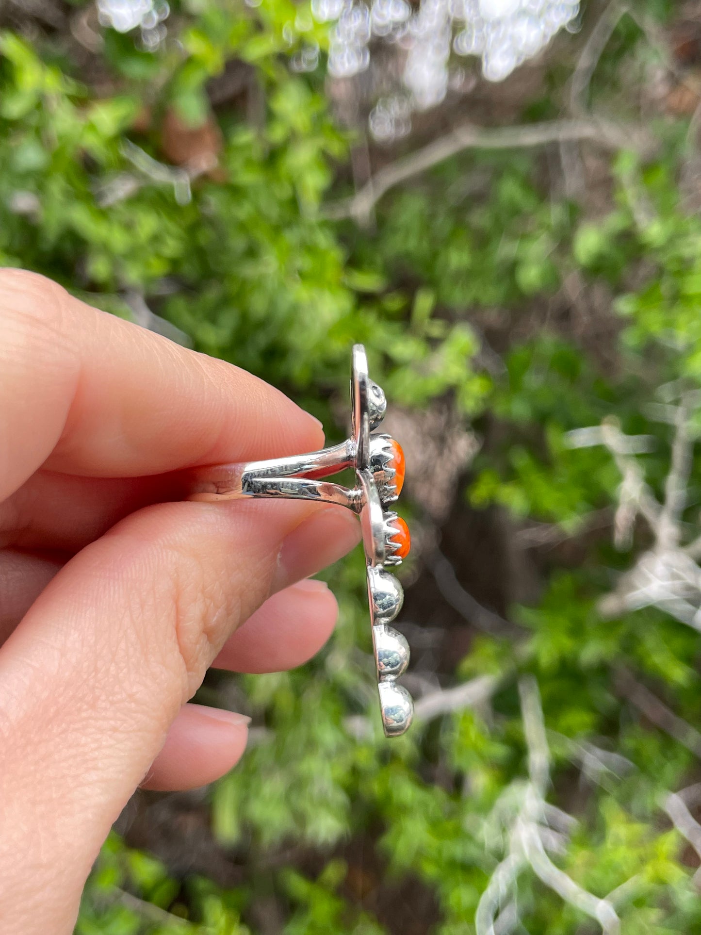 Spiny Oyster Dragonfly Ring | Sterling Silver 925 Size 7.75 B755