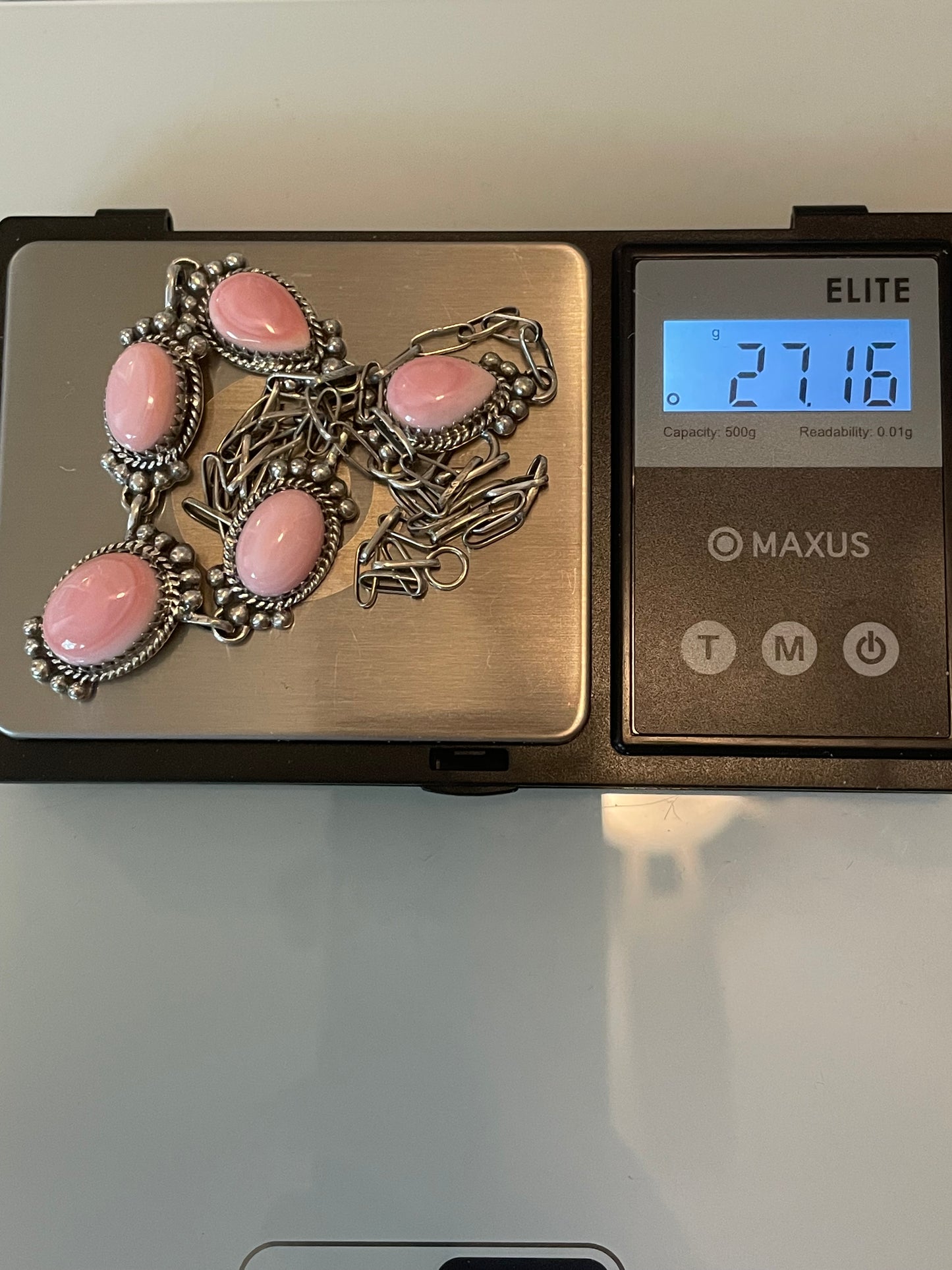 Pink Conch Link Necklace | Sterling Silver E934