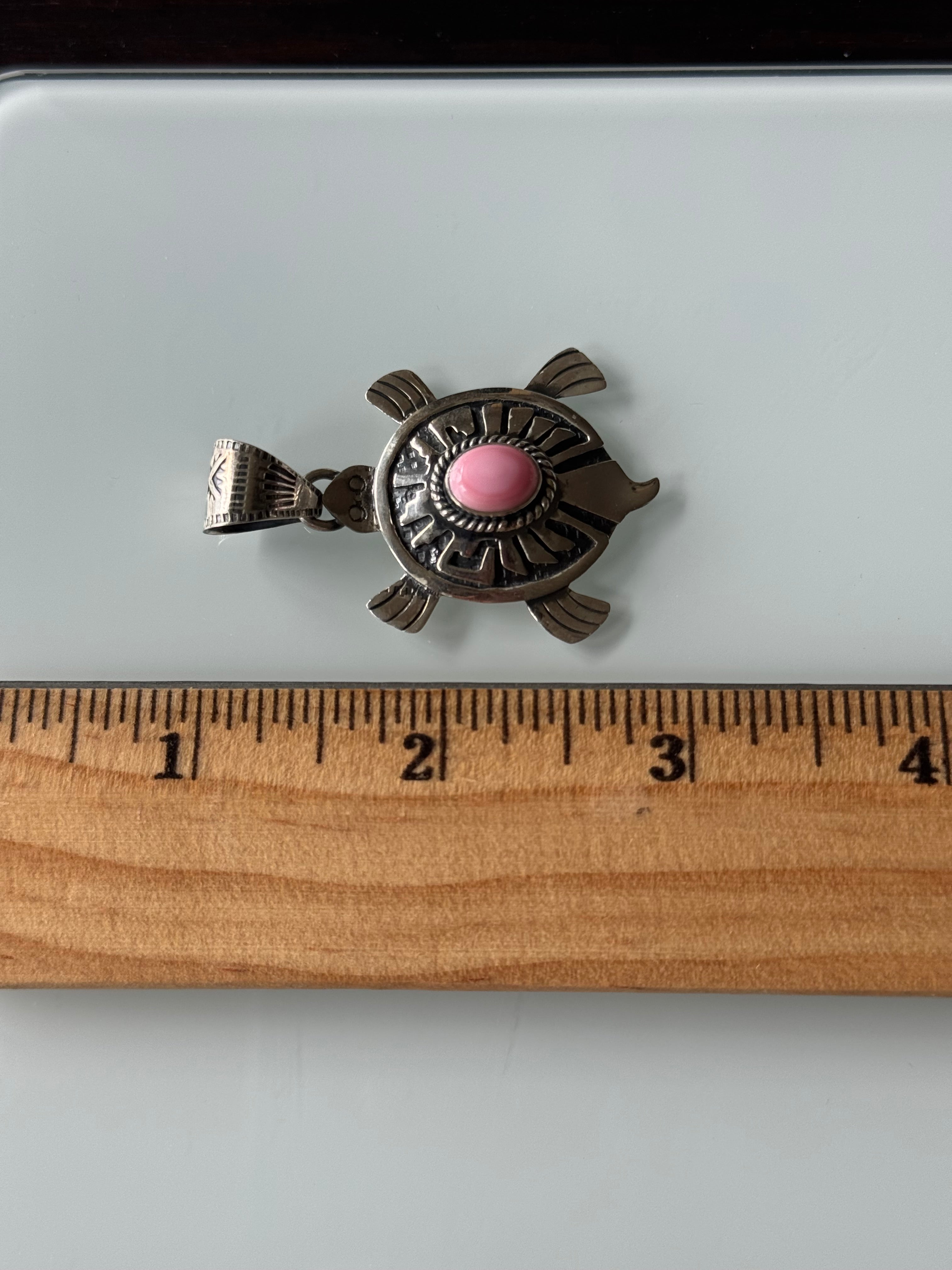 Pink Conch Turtle Pendant | Sterling Silver | A776