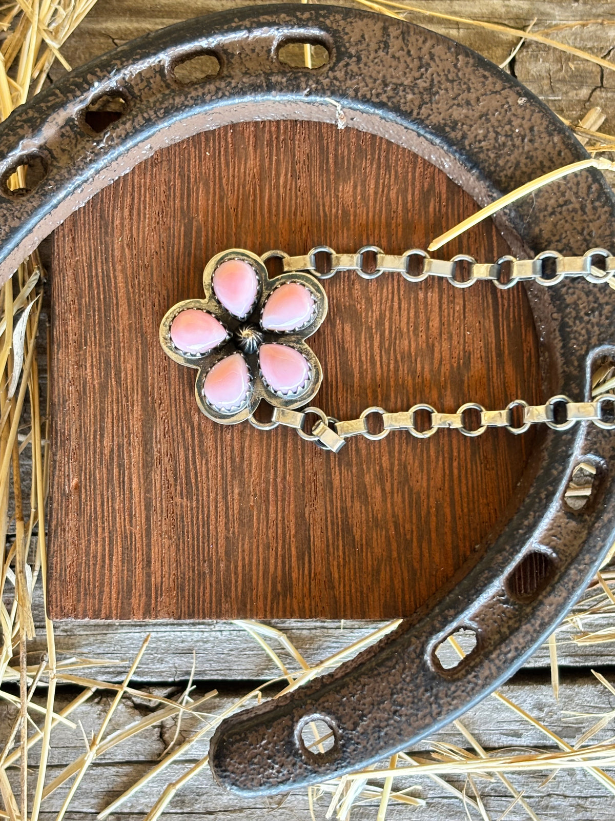 Pink Conch Flower Choker Necklace | 925 Sterling Silver Z18