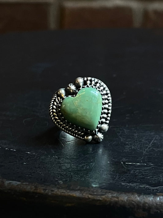 Turquoise Heart Ring | 925 Sterling Silver Size 8 E464