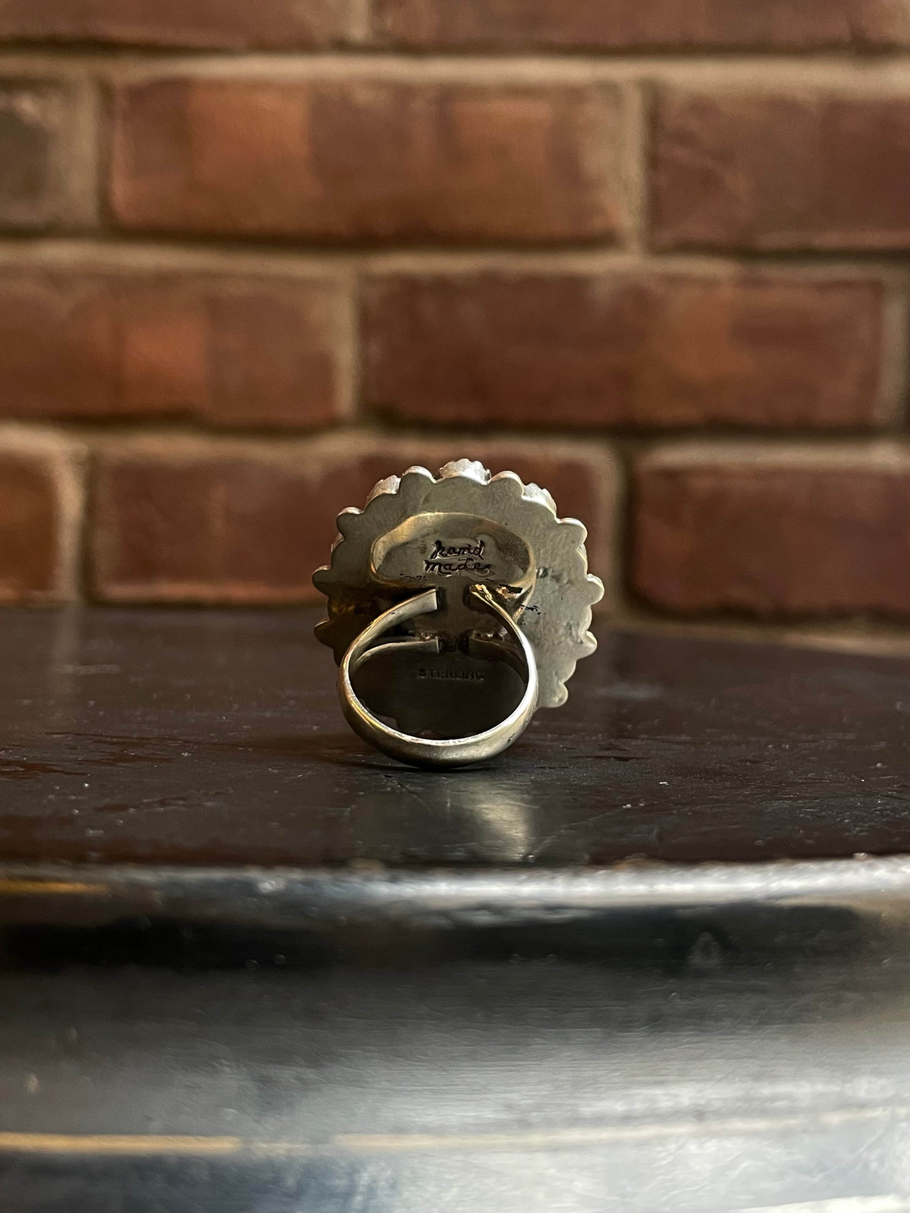 Spiny Oyster Black Onyx Cluster Ring Size 7.5 | 925 Sterling Silver E155