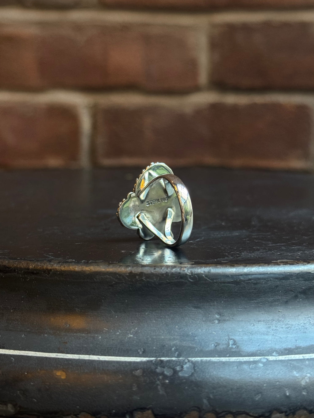 Turquoise Flower Ring | Sterling Silver | Size 9 | C133