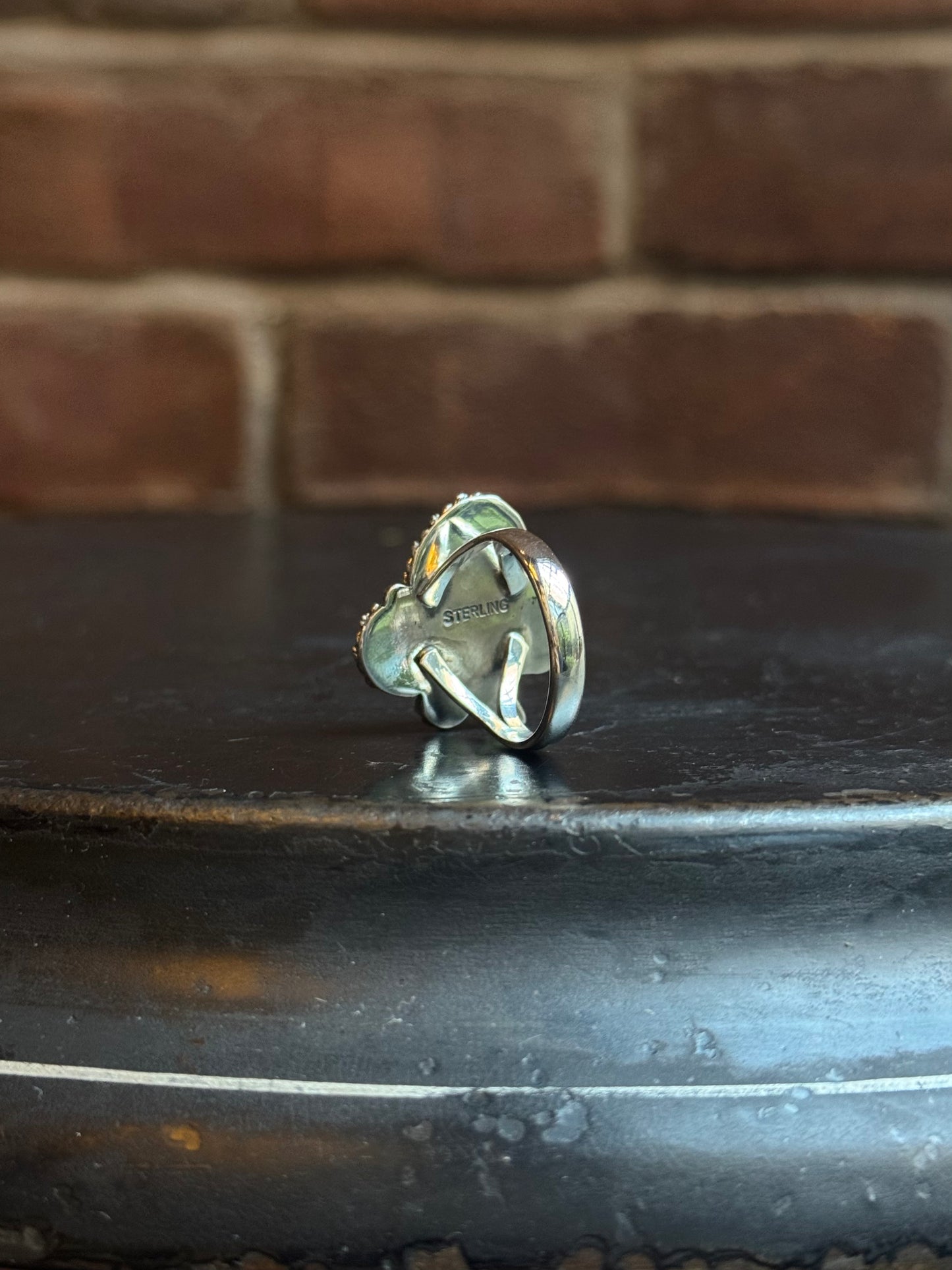 Turquoise Flower Ring | Sterling Silver | Size 9 | C133