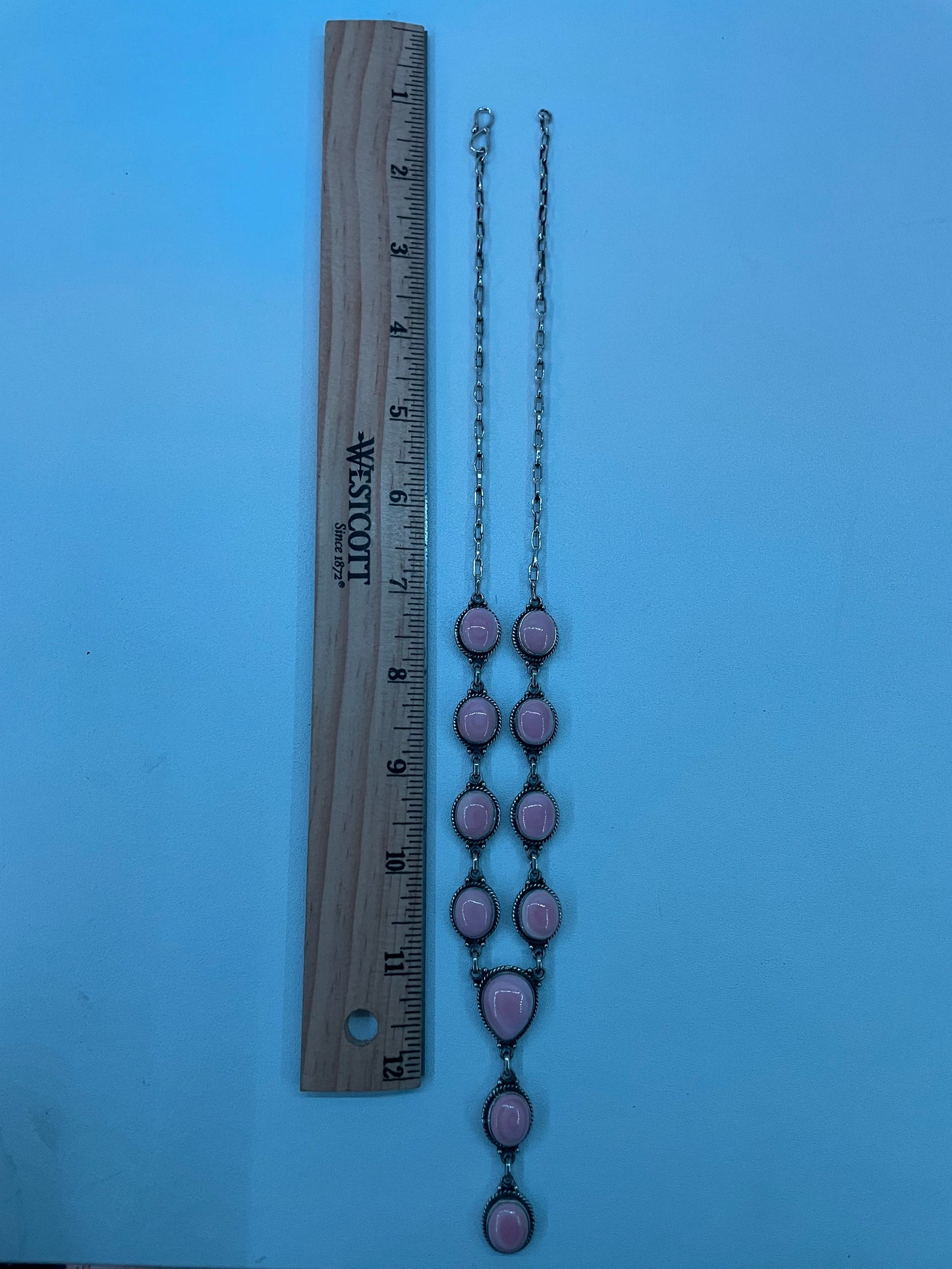 Pink Conch Lariat Necklace | 925 Sterling Silver E345