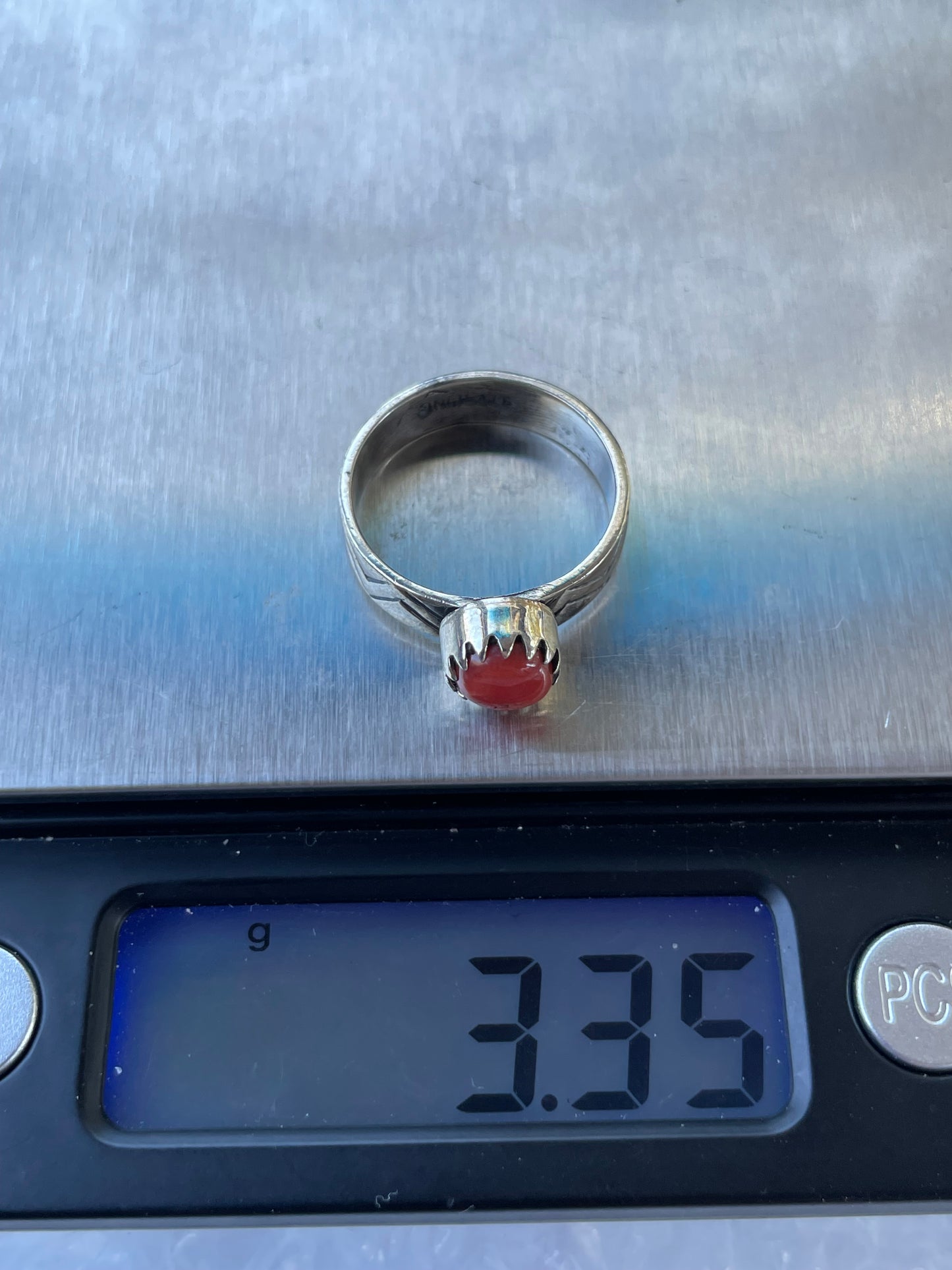 Coral Ring | 925 Sterling Silver | Size 6.5 B923