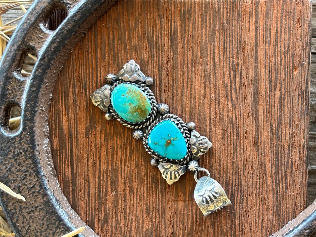 Turquoise Double Stone Pendant | 925 Sterling Silver Z13