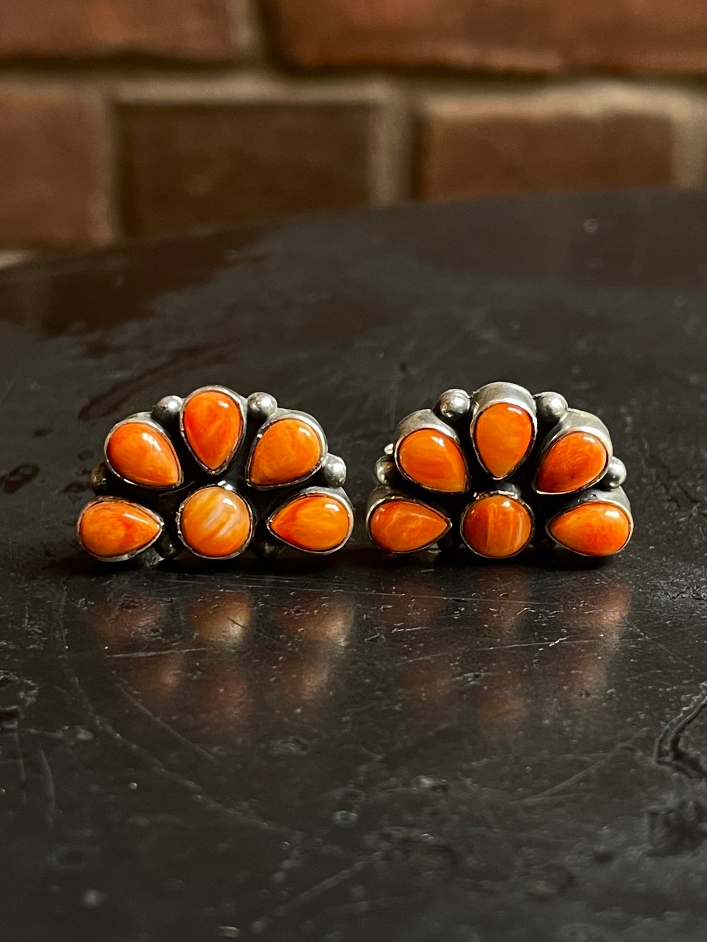 Spiny Oyster Cluster Stud Earrings | Sterling Silver E640