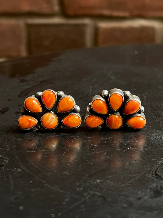 Spiny Oyster Cluster Stud Earrings | Sterling Silver E640