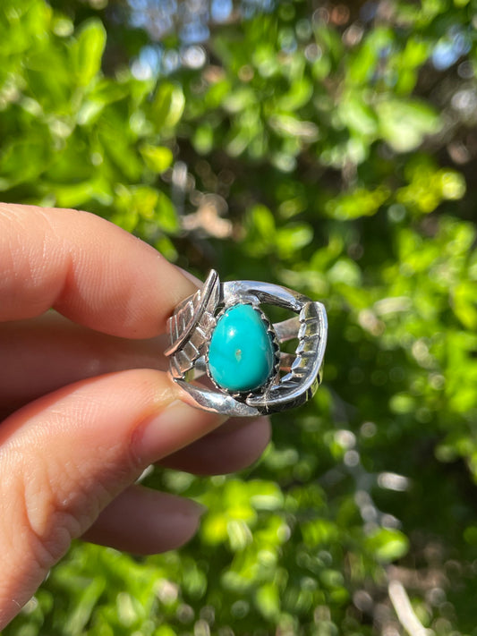 Kingman Turquoise Feather Ring Size 6 | 925 Sterling Silver B570