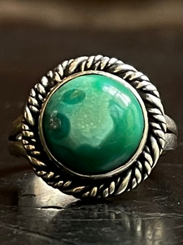 Turquoise Rope Design Ring Size 6 | 925 Sterling Silver G295