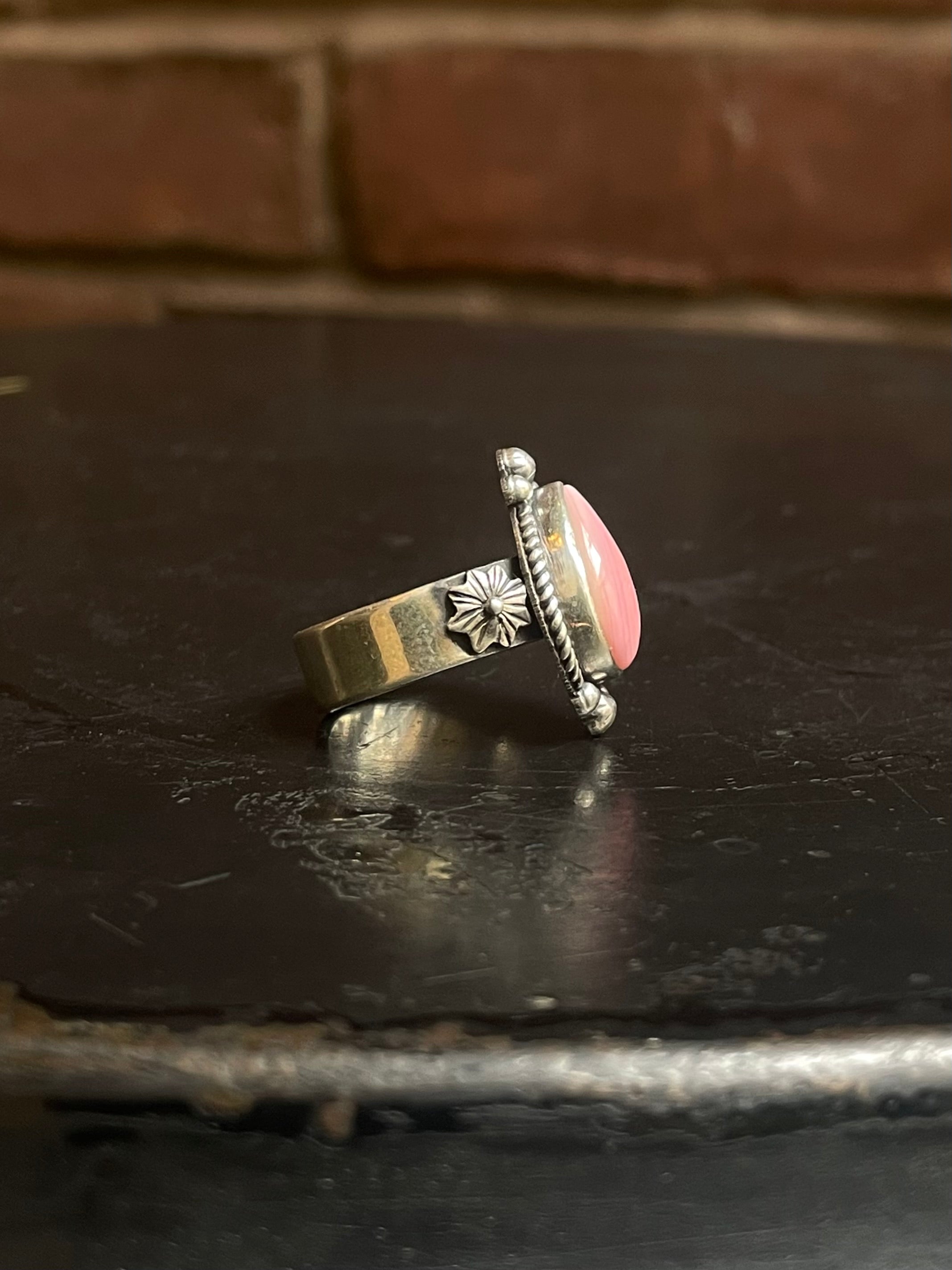 Pink Conch Ring Size 6 | 925 Sterling Silver G129