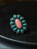 Large Cluster Pink Conch Ring | Sterling Silver | Size 7 | A364
