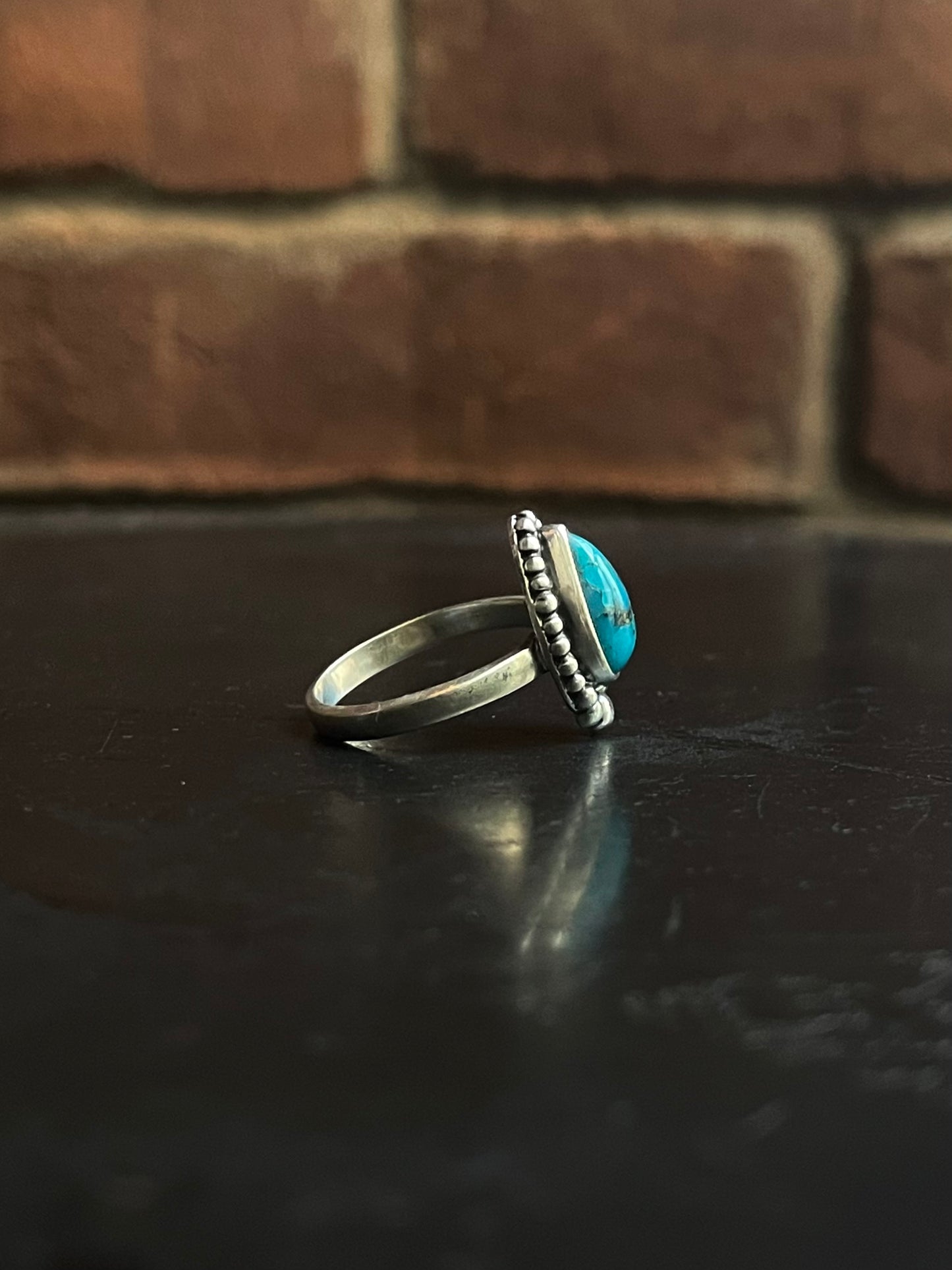 Kingman Turquoise Tear Drop Ring | Sterling Silver | Size 7 G378