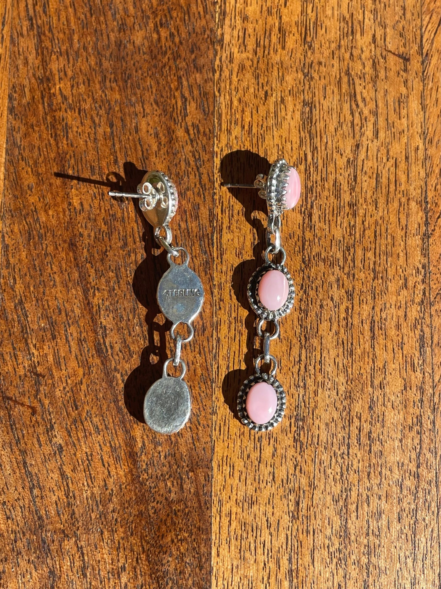 Pink Conch Drop Stud Earrings | 925 Sterling Silver C834