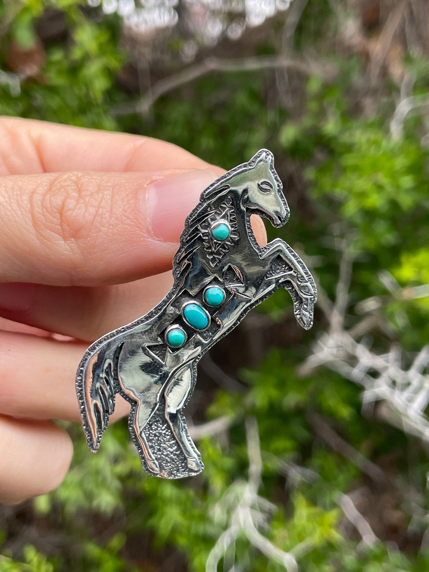 Turquoise Horse Pendant | Sterling Silver 925 B731
