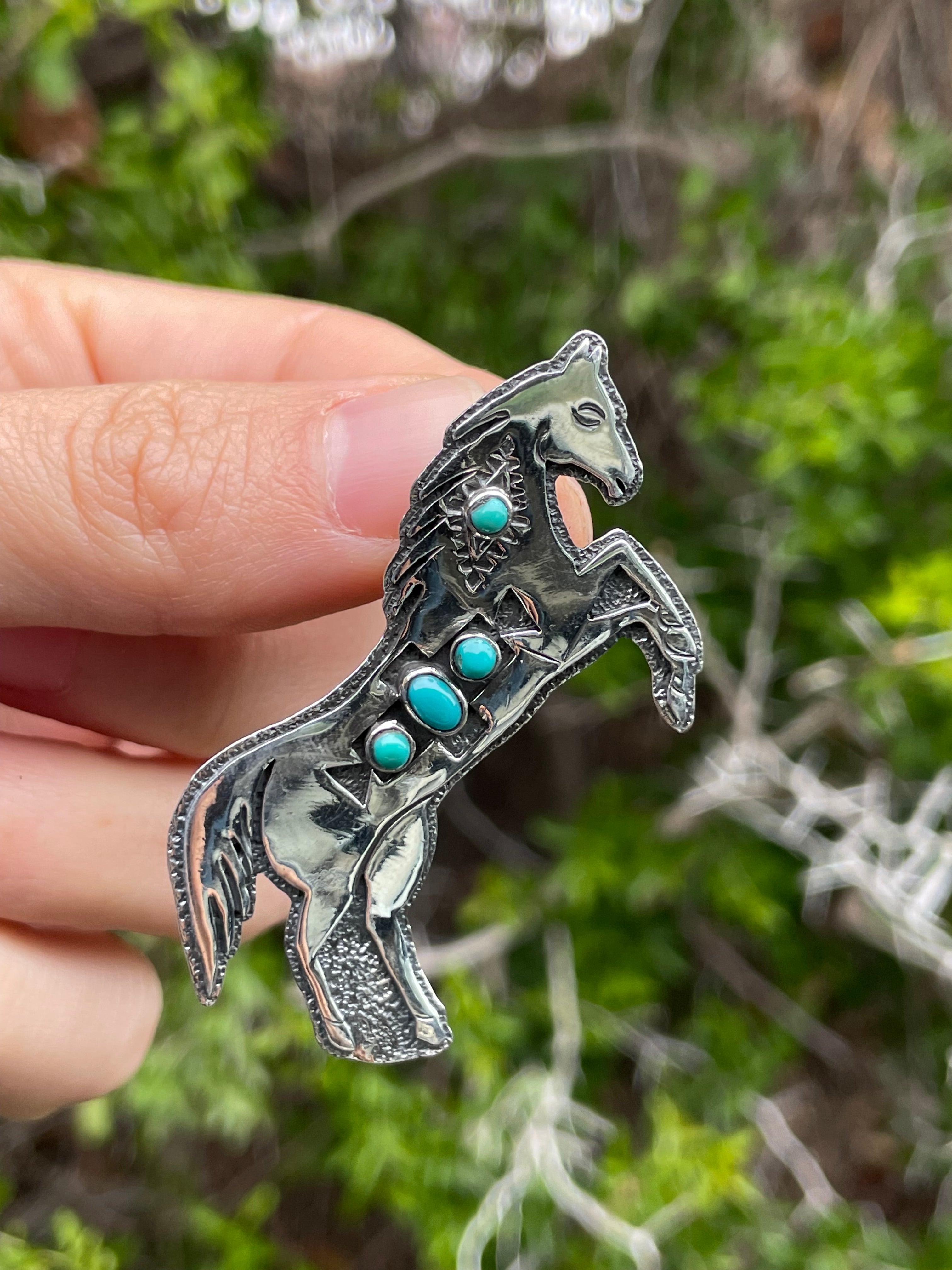 Turquoise Horse Pendant | Sterling Silver 925 B731