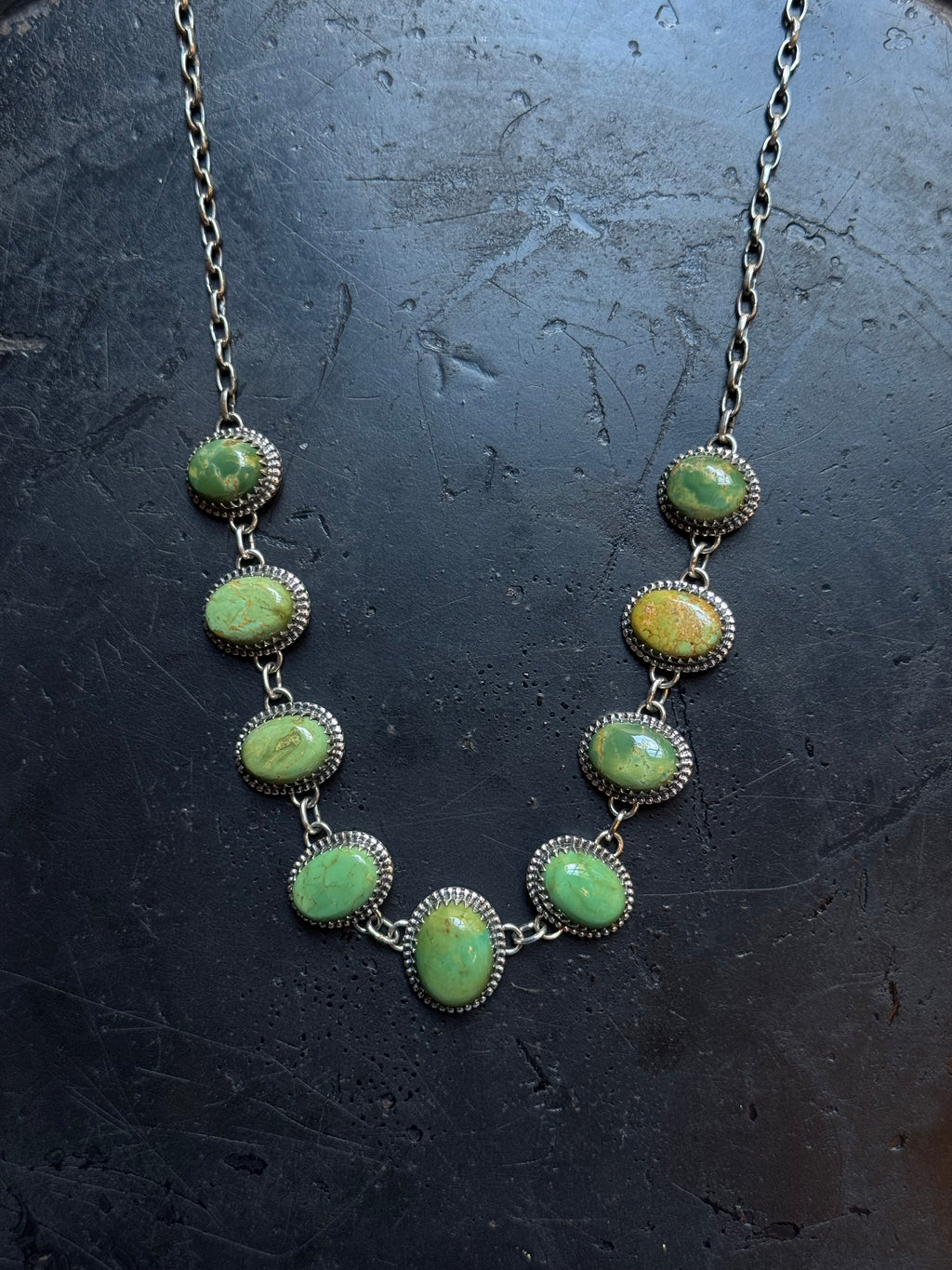 Turquoise Oval Necklace | Sterling Silver | 7.2 in | A985