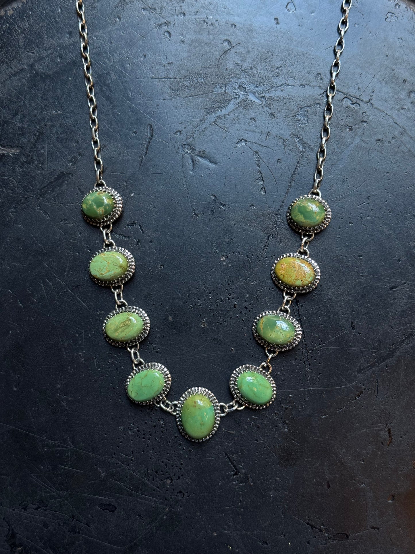 Turquoise Oval Necklace | Sterling Silver | 7.2 in | A985