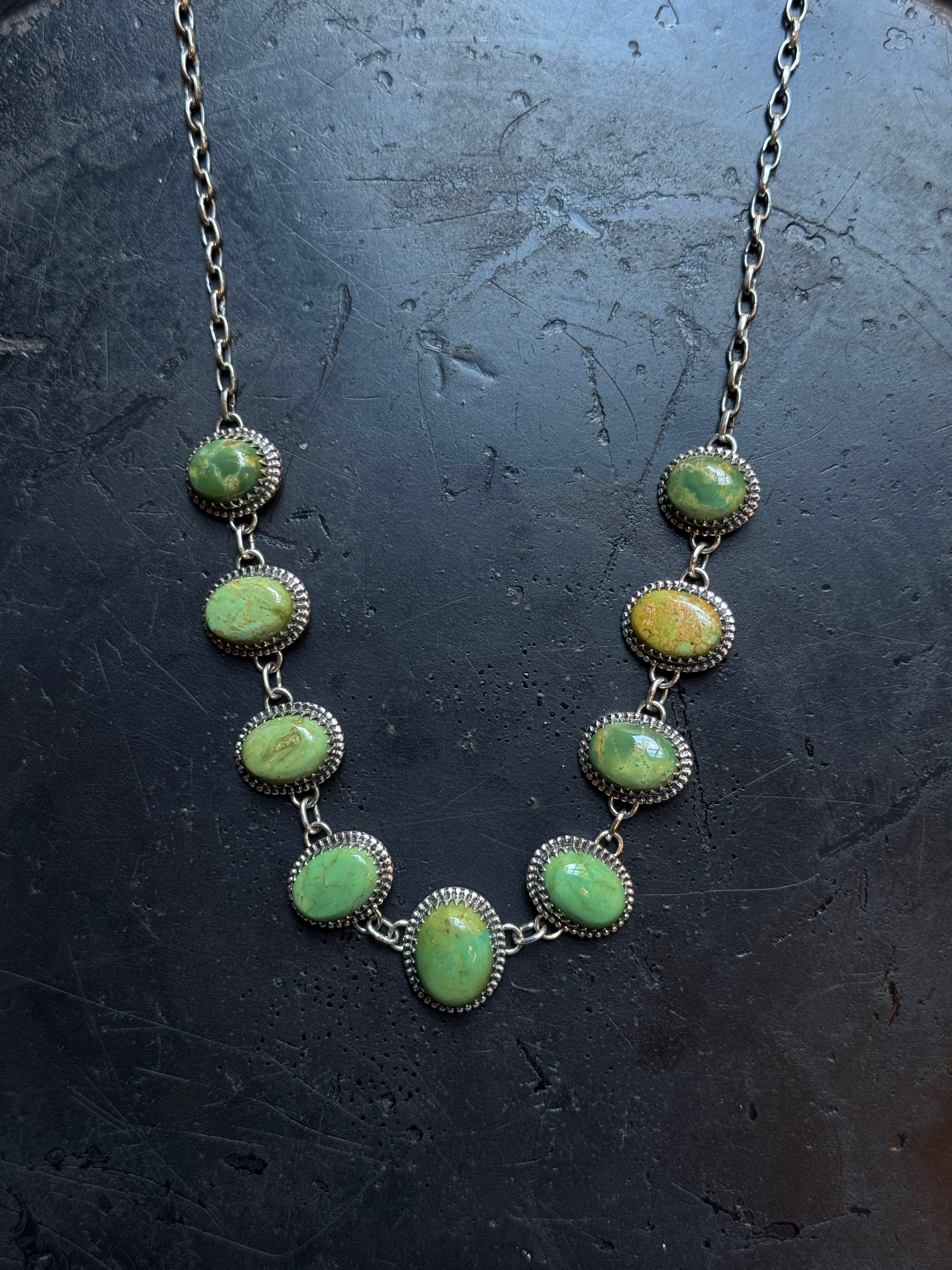 Turquoise Oval Necklace | Sterling Silver | 7.2 in | A985