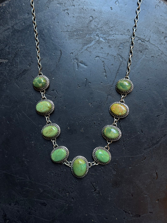 Turquoise Oval Necklace | Sterling Silver | 7.2 in | A985