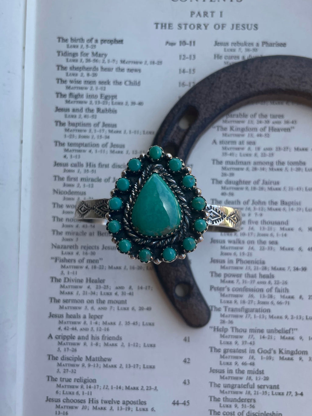 Turquoise Cluster Cuff Bracelet | 925 Sterling Silver G734