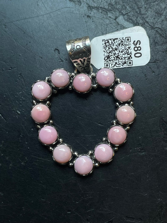 Pink Conch Heart Pendant | Sterling Silver | A602