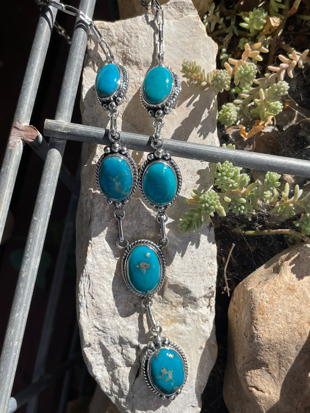 Kingman Turquoise Lariat Necklace | Sterling Silver 925 B879