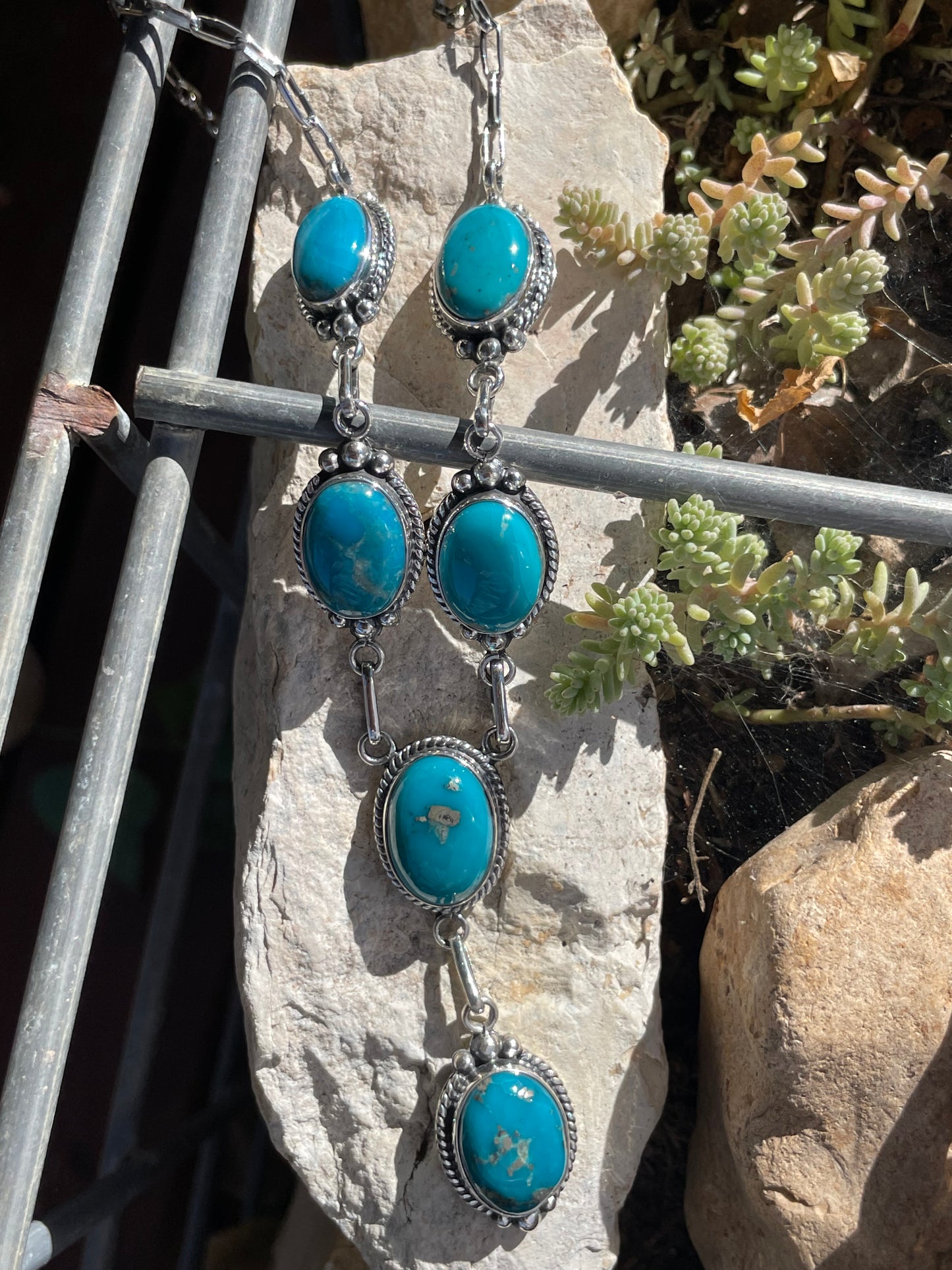 Kingman Turquoise Lariat Necklace | Sterling Silver 925 B879