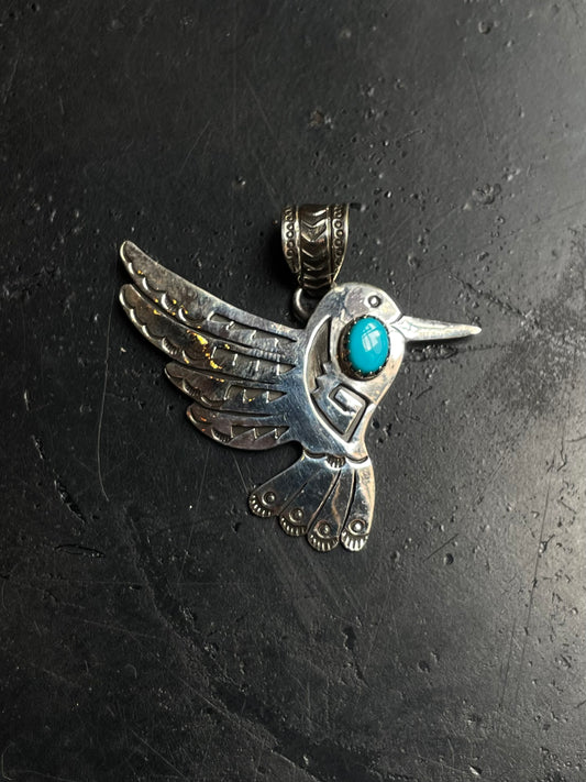 Turquoise Hummingbird Pendant | 925 Sterling Silver E221
