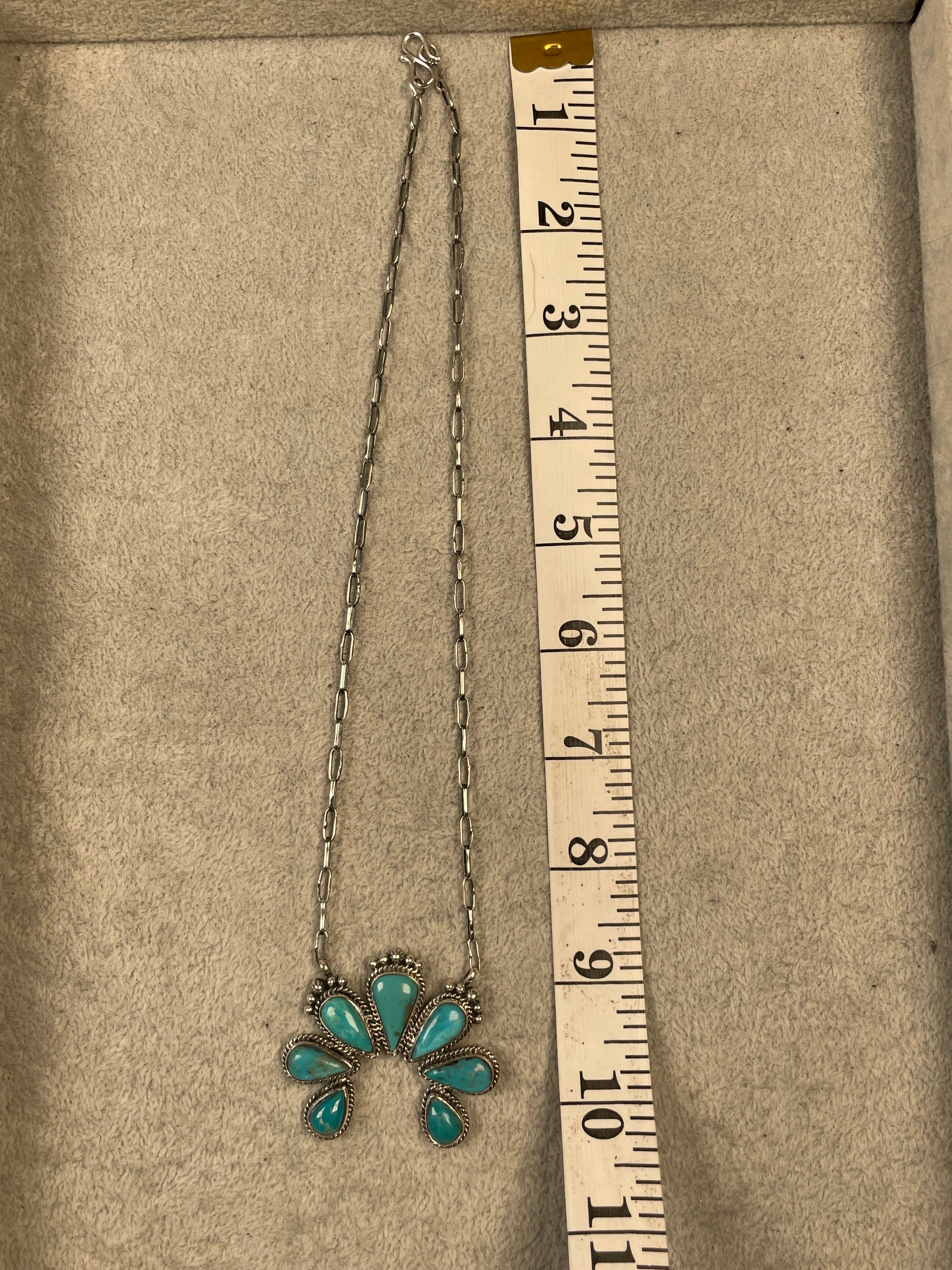 Kingman Turquoise Naja Necklace | 925 Sterling Silver D126