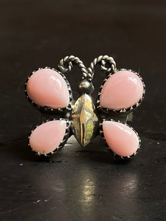 Pink Conch Butterfly Ring Size 8 | 925 Sterling Silver E988