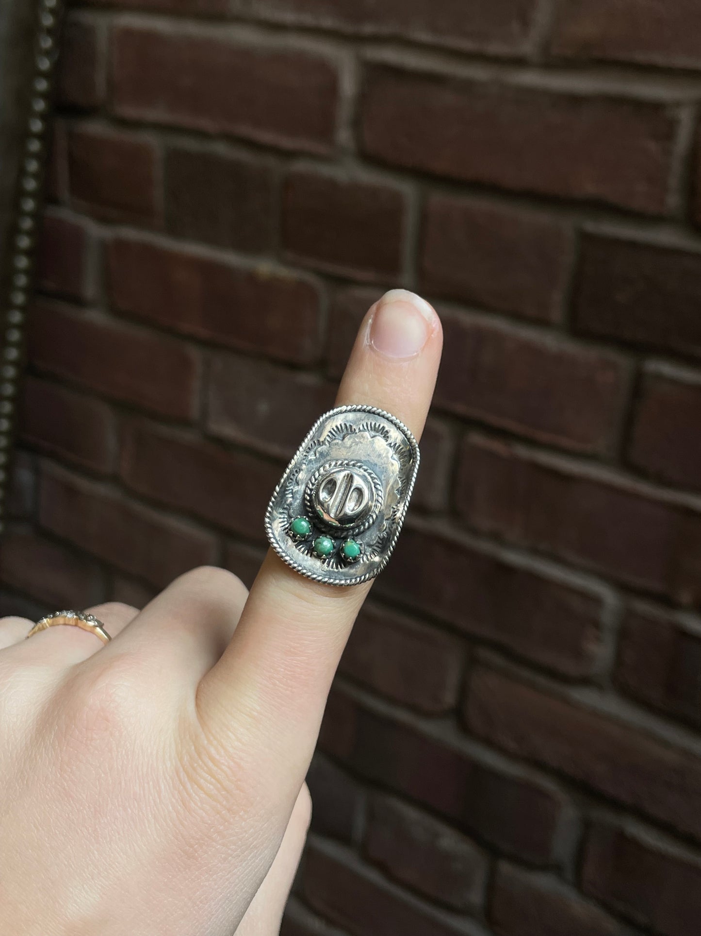 Turquoise Cowboy Hat Ring | Sterling Silver Size 7 E215