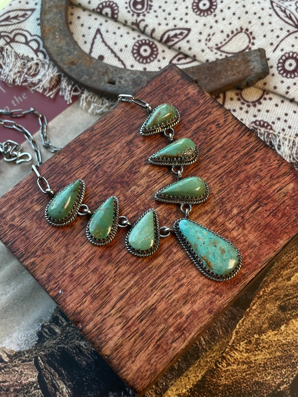 Green Turquoise Drop Necklace | 925 Sterling Silver D222
