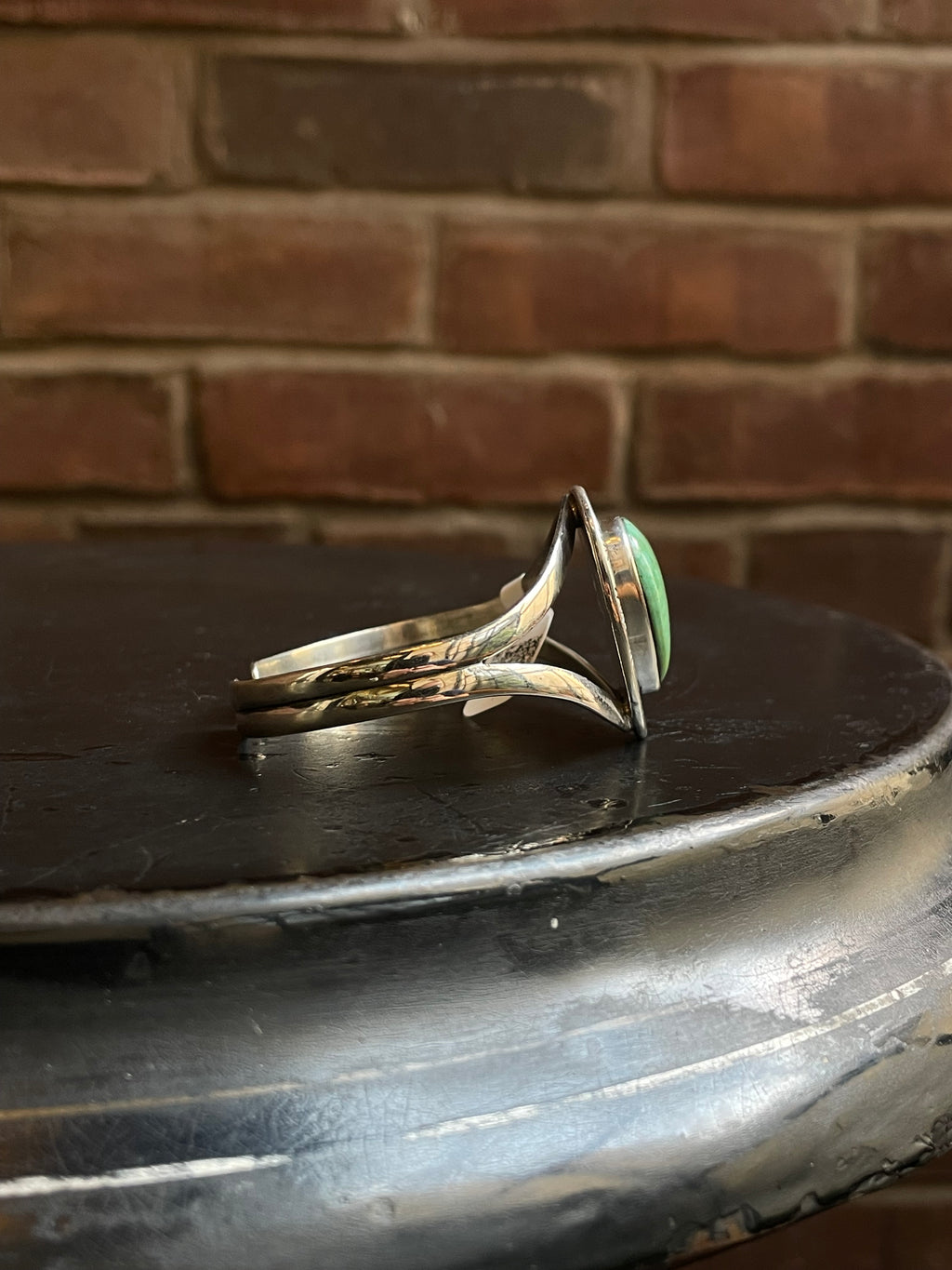 Adjustable Kingman Turquoise Heart Cuff | Sterling Silver | A769