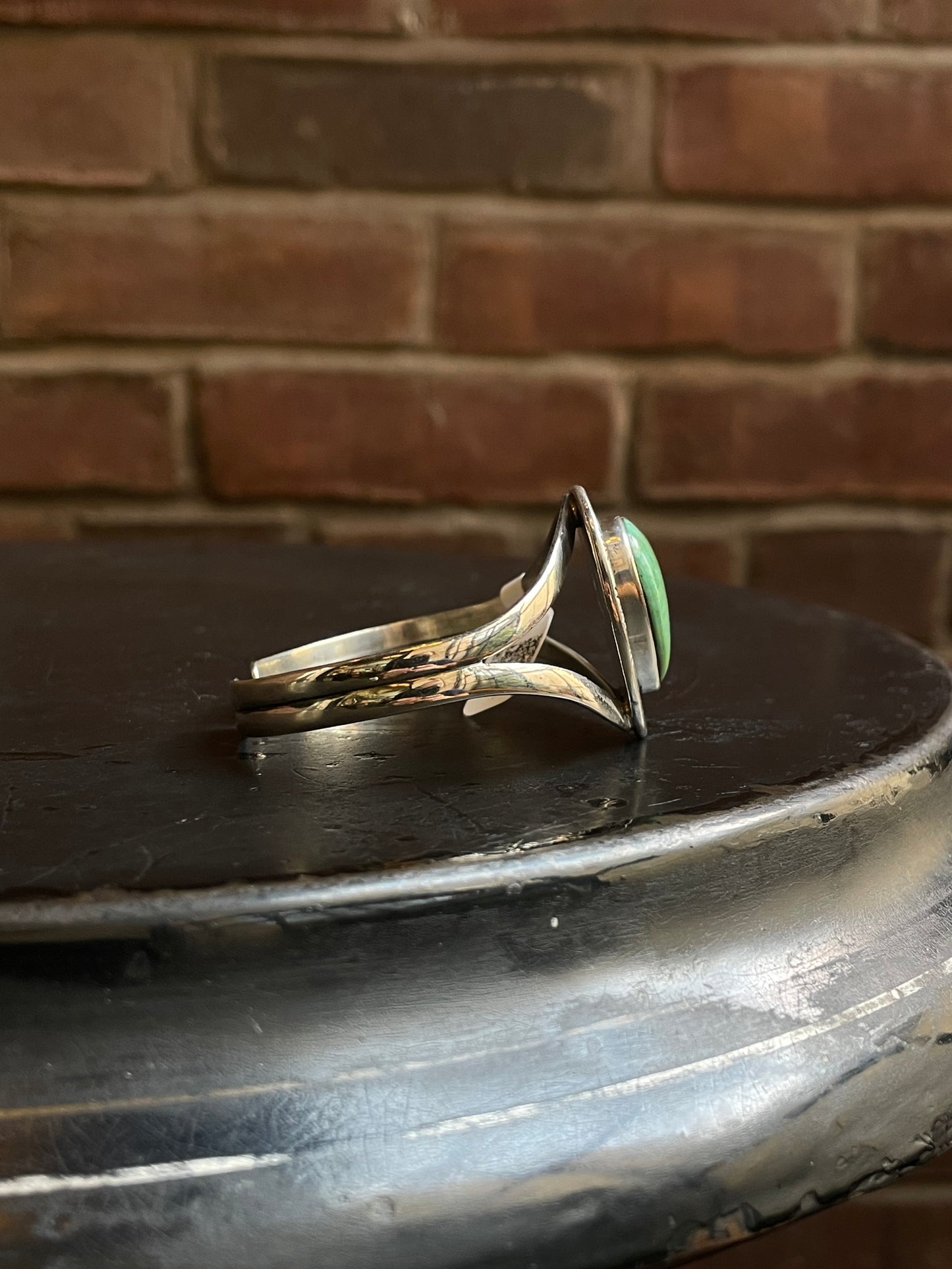 Adjustable Kingman Turquoise Heart Cuff | Sterling Silver | A769