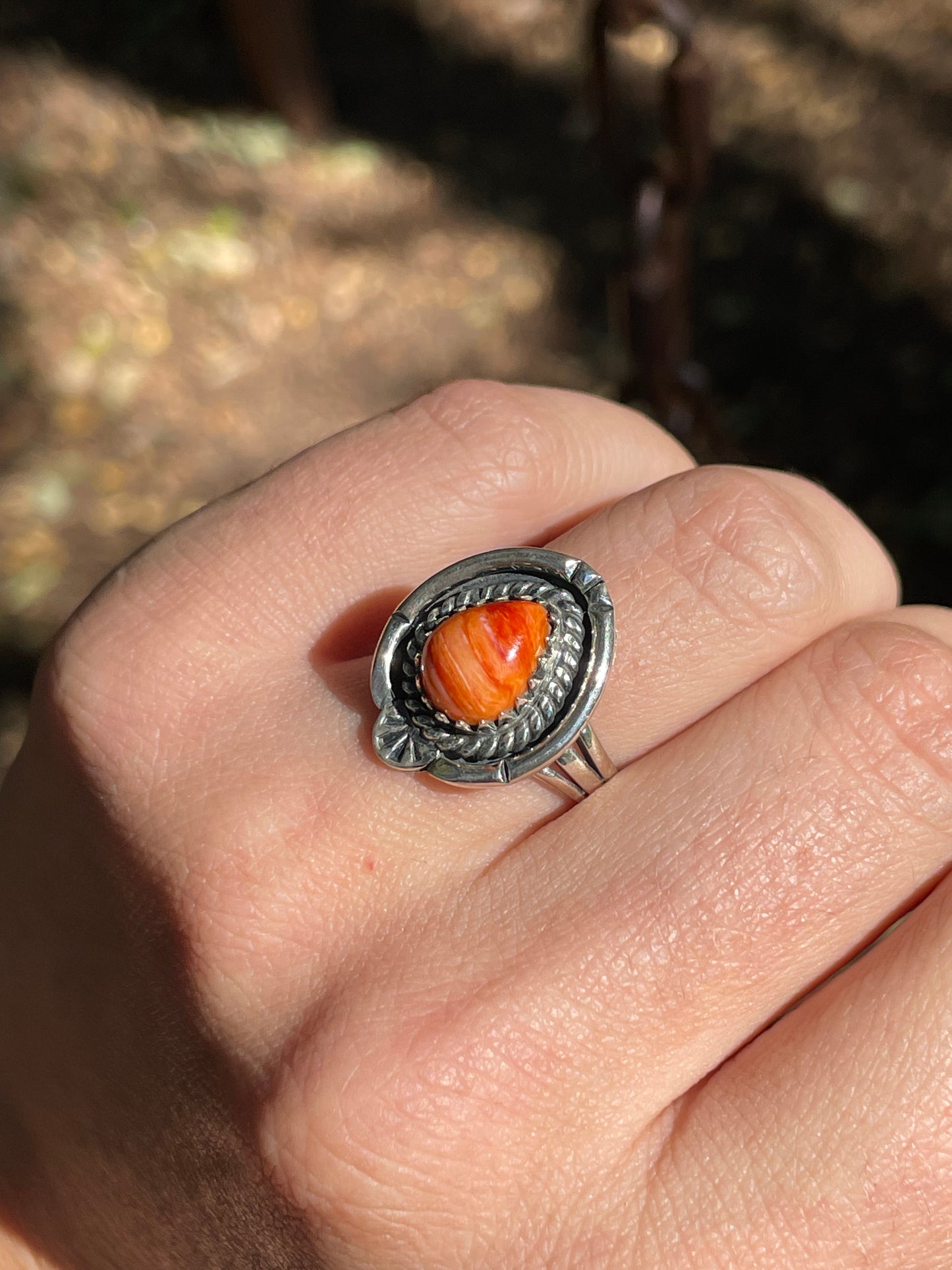 Spiny Oyster Rope Design Ring Size 6 | Sterling Silver 925 B373