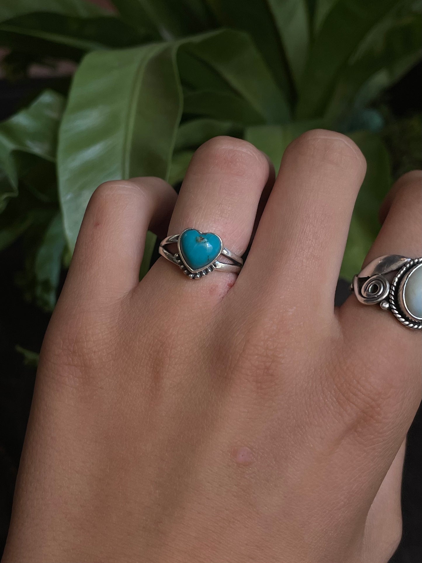 Kingman Turquoise Heart Ring | Sterling Silver | Size 6 G383