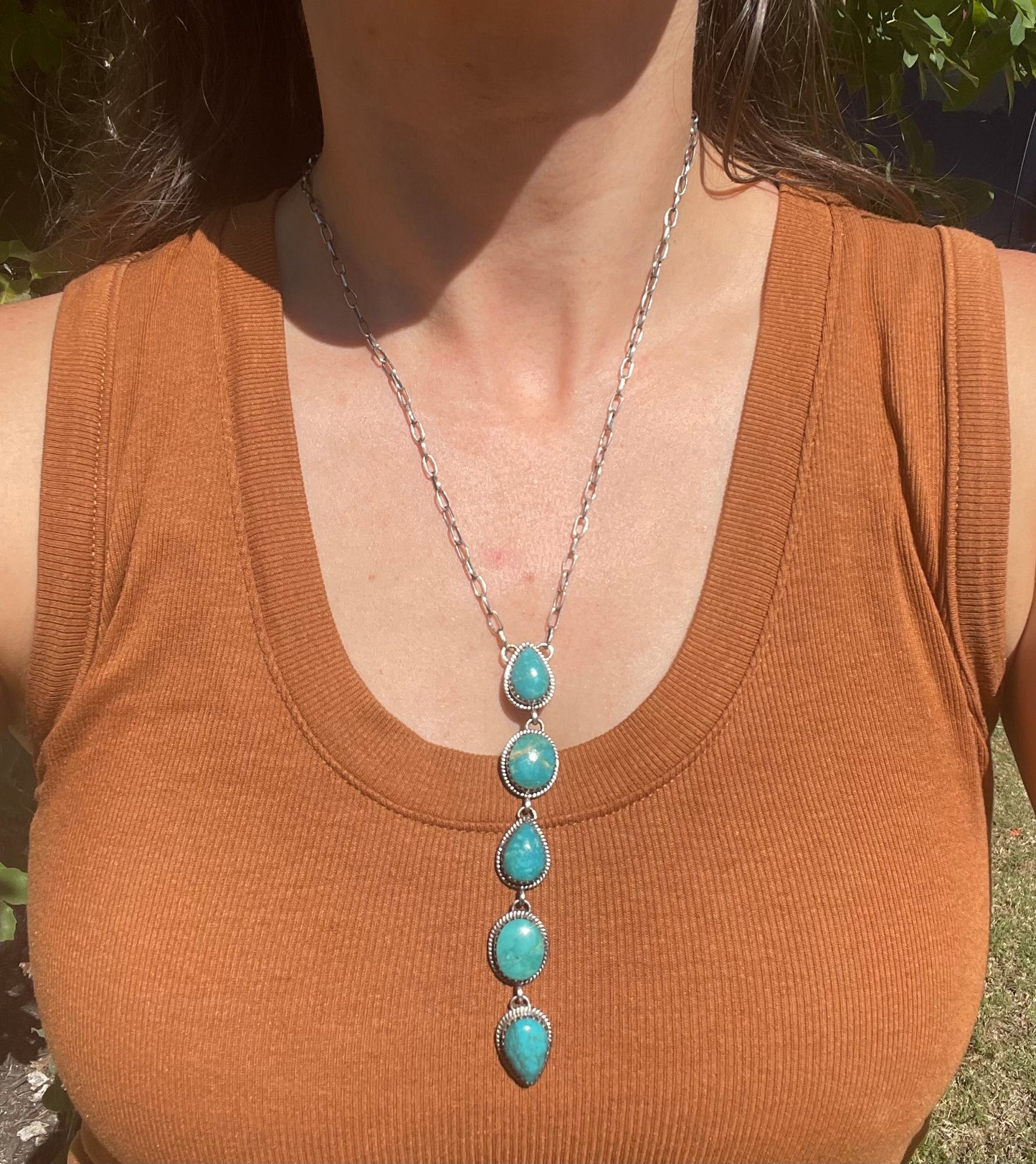 Kingman Turquoise Drop Necklace | Sterling Silver D130