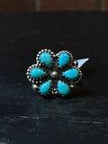Kingman Turquoise Cluster Ring | Sterling Silver | Size 7 | A147
