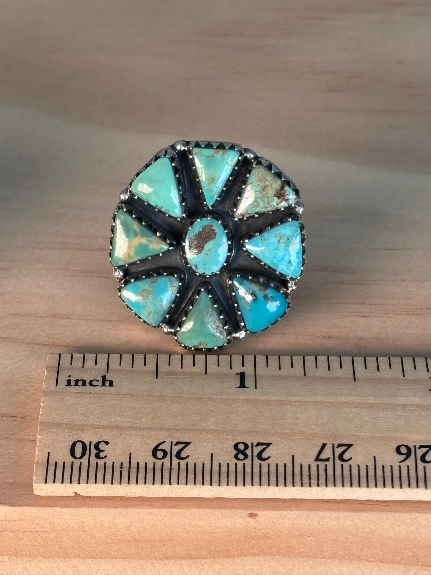 Kingman Turquoise Cluster Ring Size 9.5 | 925 Sterling Silver