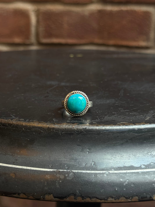 Turquoise Rope Ring | 925 Sterling Silver | Size 6 C205