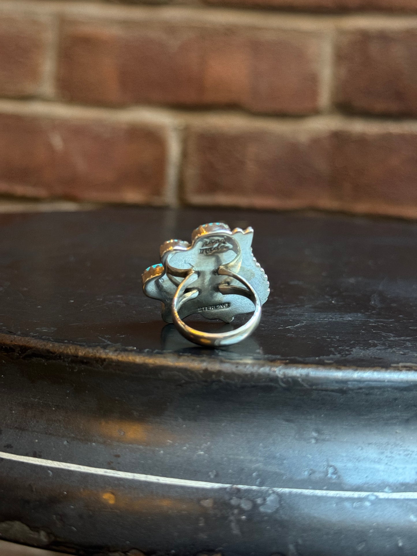 Kingman Turquoise Feather Ring | Sterling Silver | Size 7 | C139