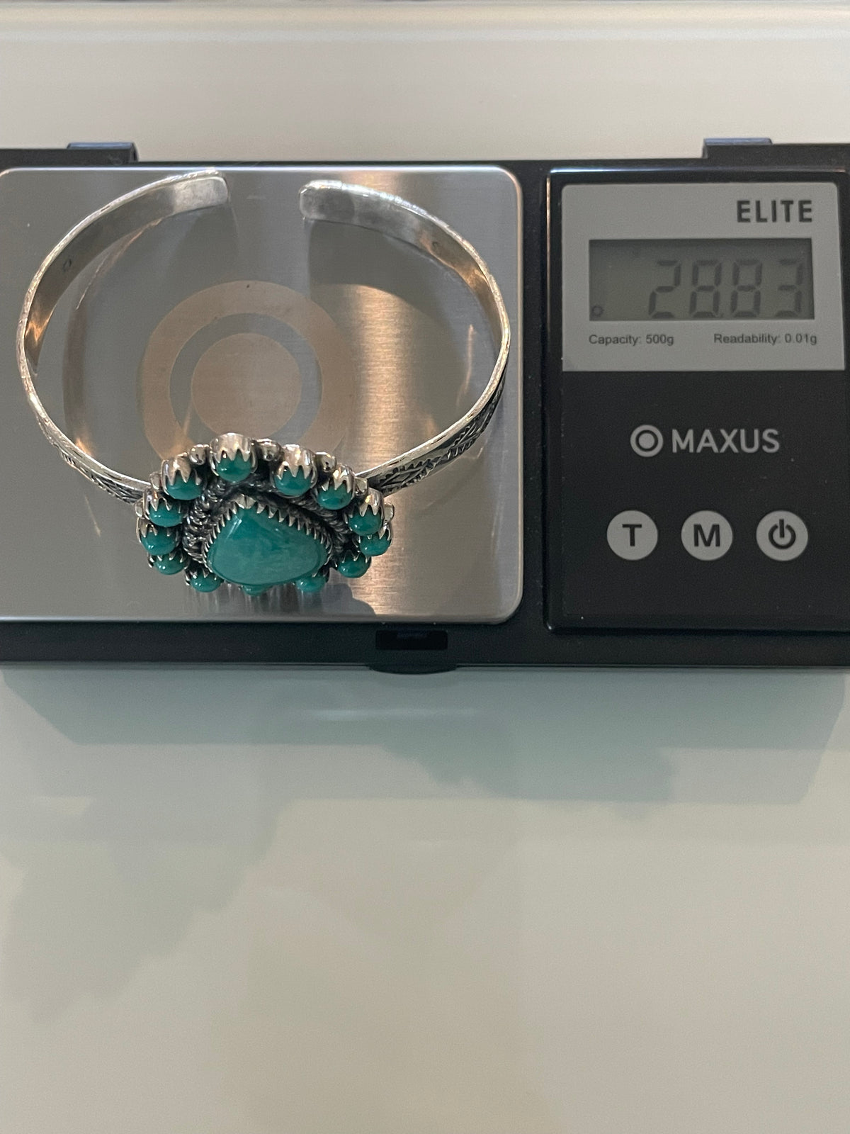 Turquoise Cluster Cuff Bracelet | 925 Sterling Silver G734