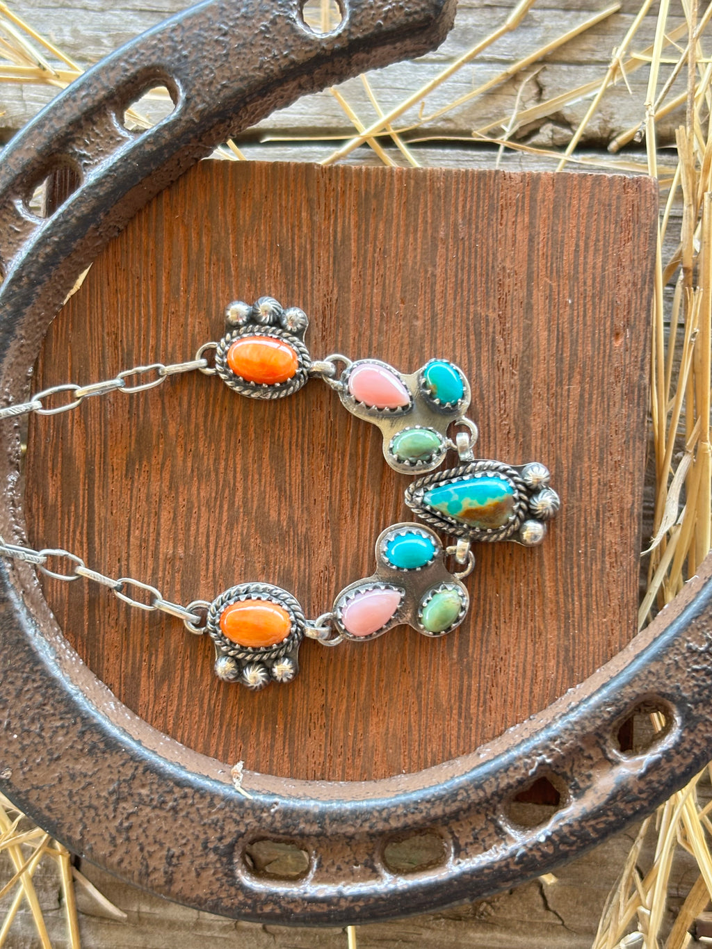 Turquoise & Spiny Oyster Multistone Necklace | 925 Sterling Silver Z34