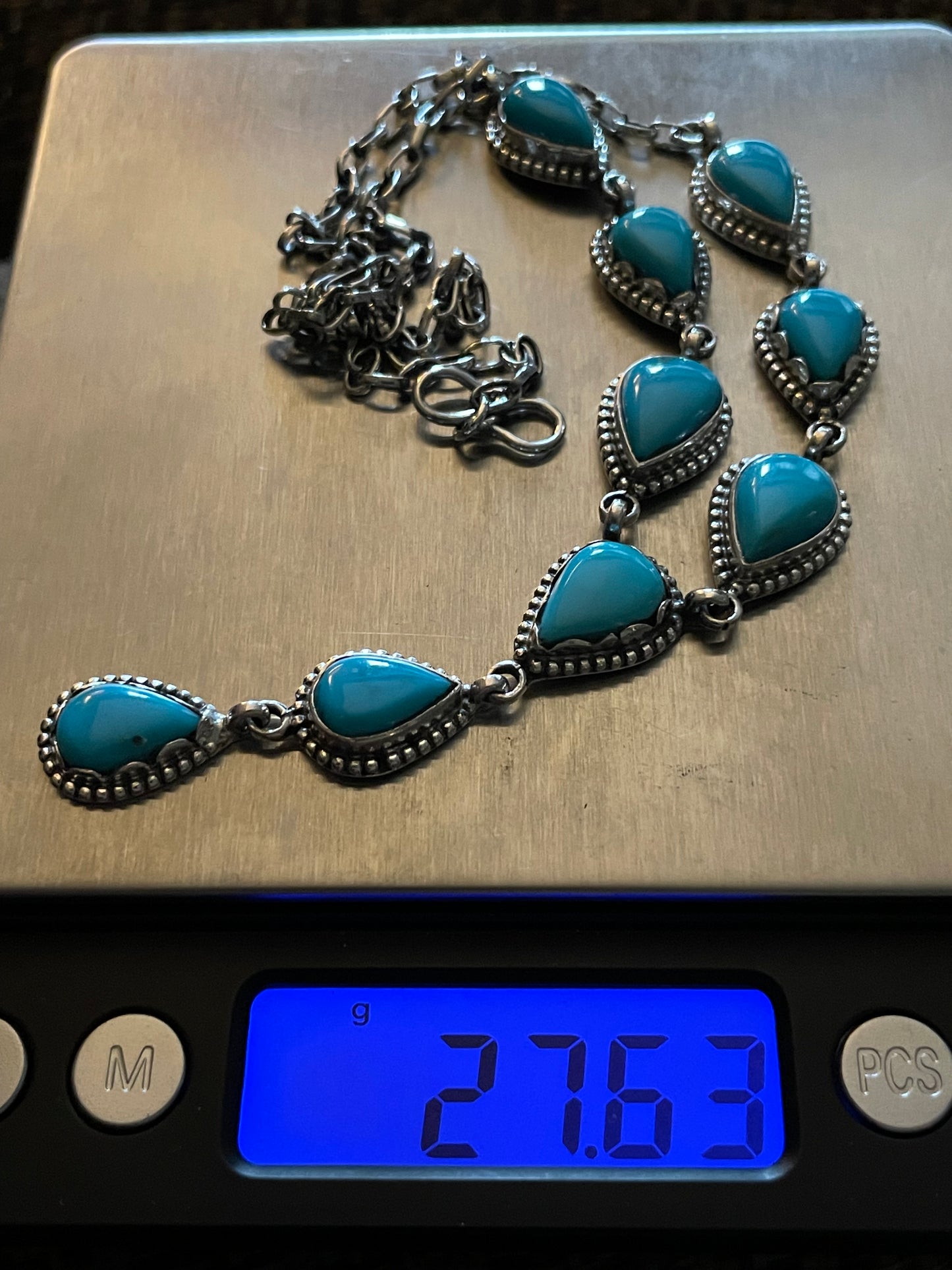 Kingman Turquoise Lariat Necklace | Sterling Silver 925 B872