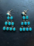 Kingman Turquoise Cluster Dangle Earrings | Sterling Silver E949