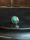Turquoise Feather Ring | Sterling Silver | Size 7.5 | C118