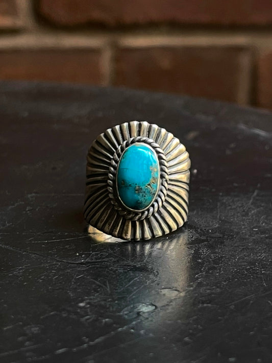 Kingman Turquoise Ring | 925 Sterling Silver | Size 8 E305