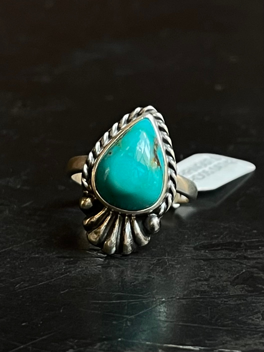Kingman Turquoise Teardrop Ring | Sterling Silver | Size 7 | A742